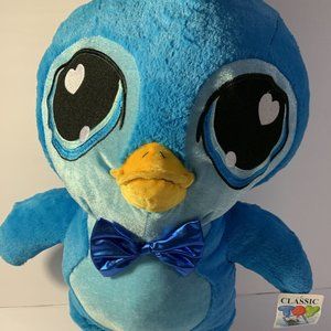 Classic Toy Co. Large Blue Duck Plush 20” Blue Bow Tie Heart Eyes Rare w/ Tag